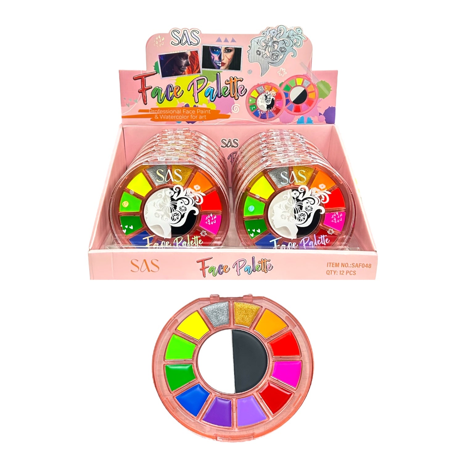 PALETA FACE PAINT X12 COLORES SAS