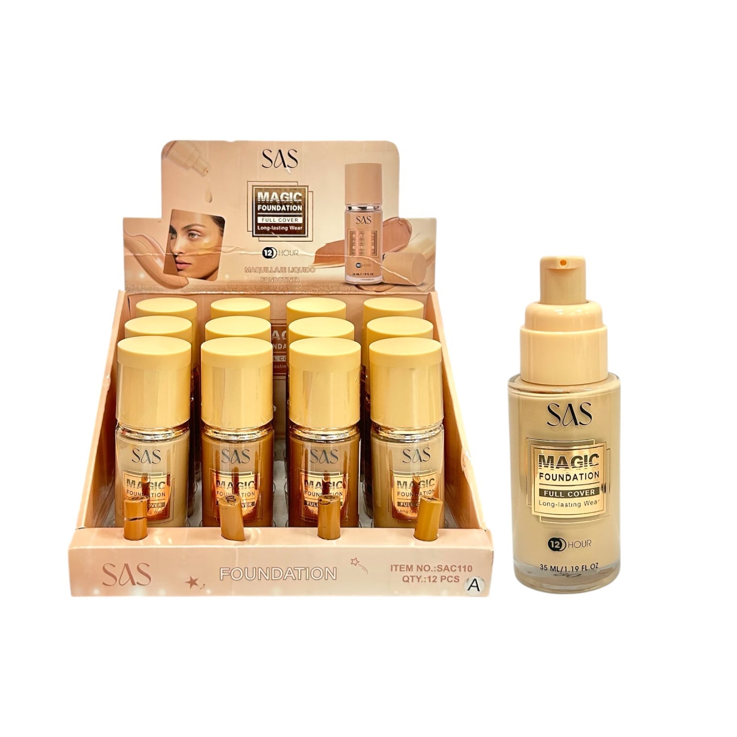 BASE LIQUIDA MAGIC FULL COVER 12HOUR 35ML SAS