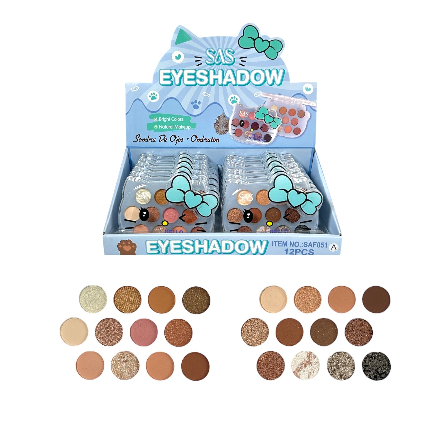 PALETA DE SOMBRAS X12 TONOS HELLO KITTY SAS