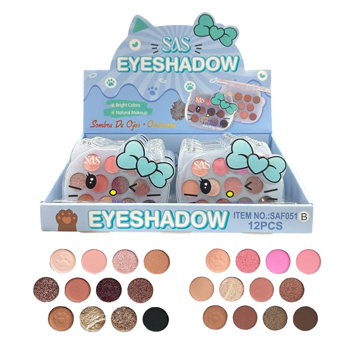 PALETA DE SOMBRAS X12 TONOS HELLO KITTY SAS