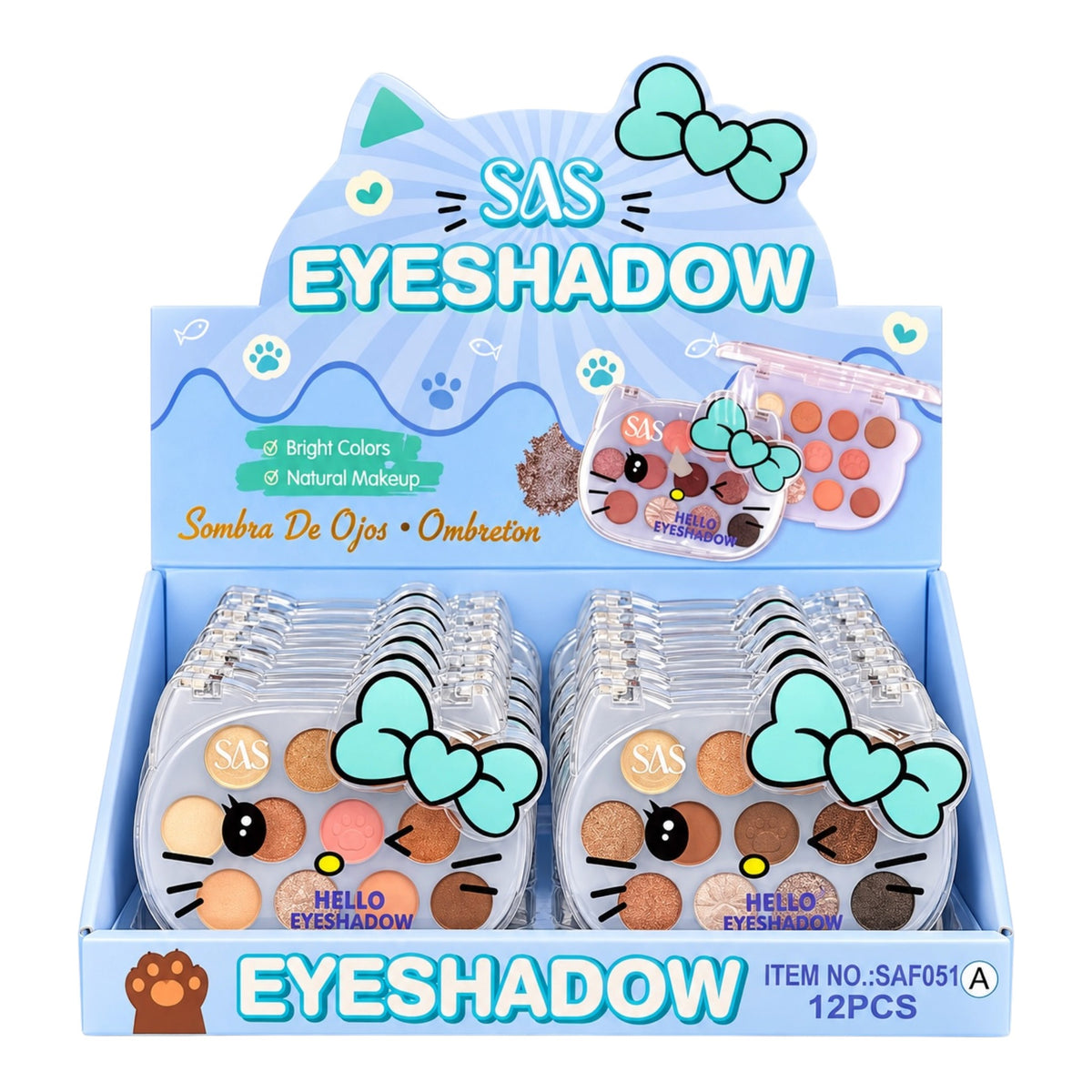 PALETA DE SOMBRAS X12 TONOS HELLO KITTY SAS