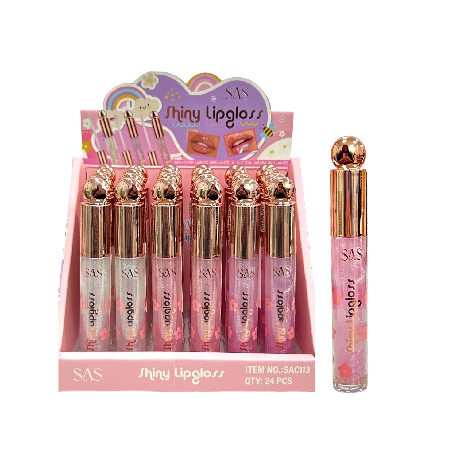 BRILLO GLOSS ESCARCHADO SHINY LIPGLOSS FLORECITAS SAS