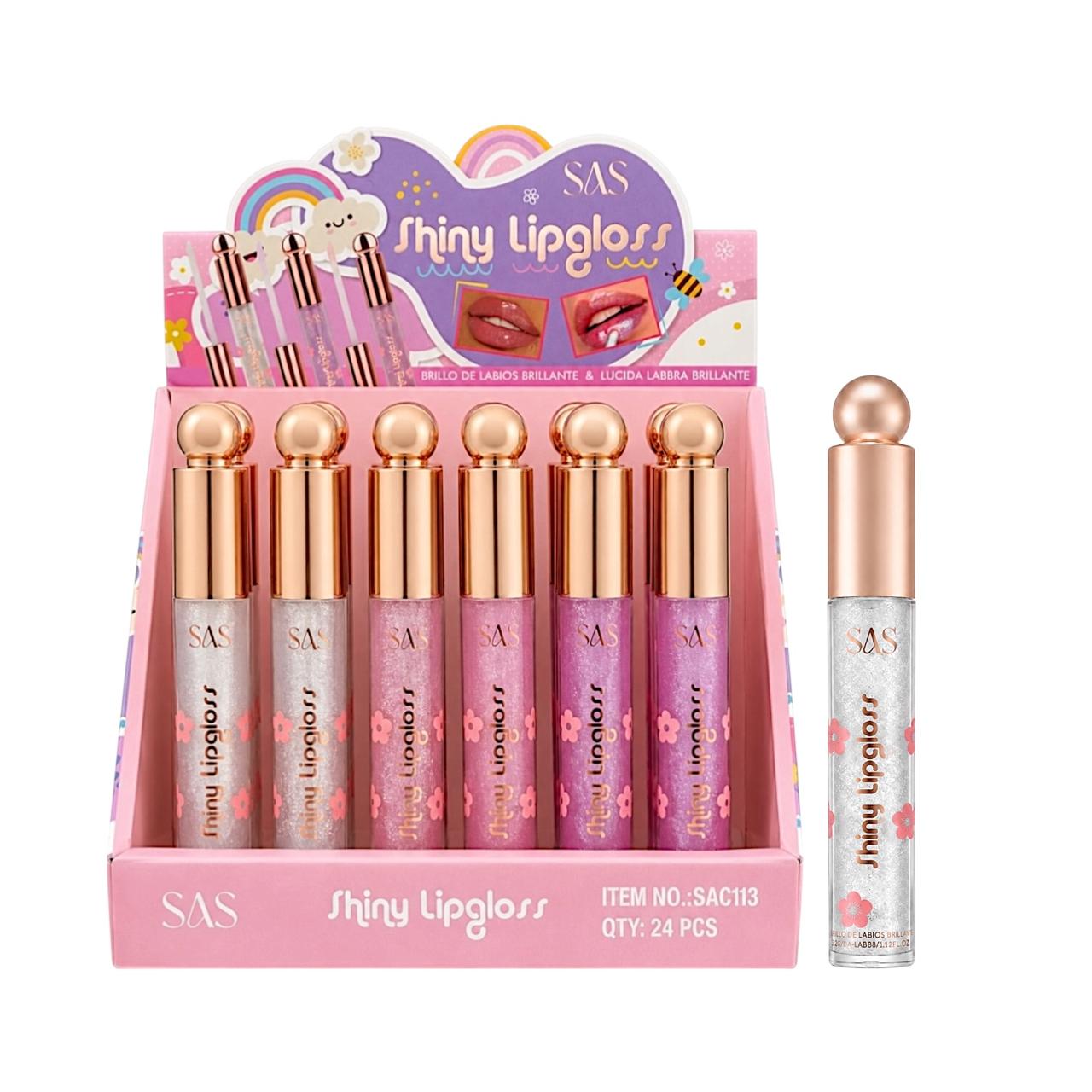 BRILLO GLOSS ESCARCHADO SHINY LIPGLOSS FLORECITAS SAS