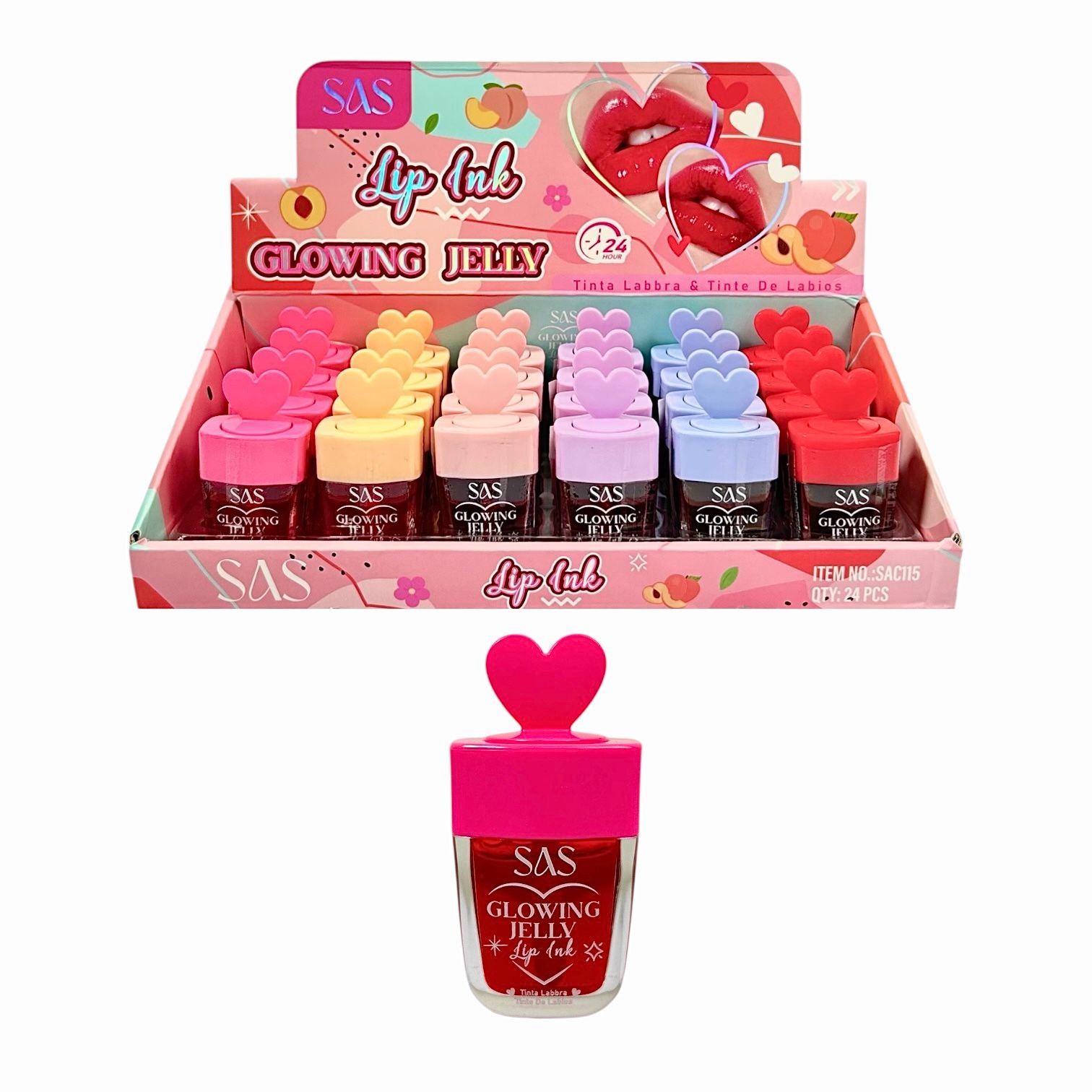TINTA DE LABIOS PALETA GLOWING JELLY TAPA CORAZON SAS