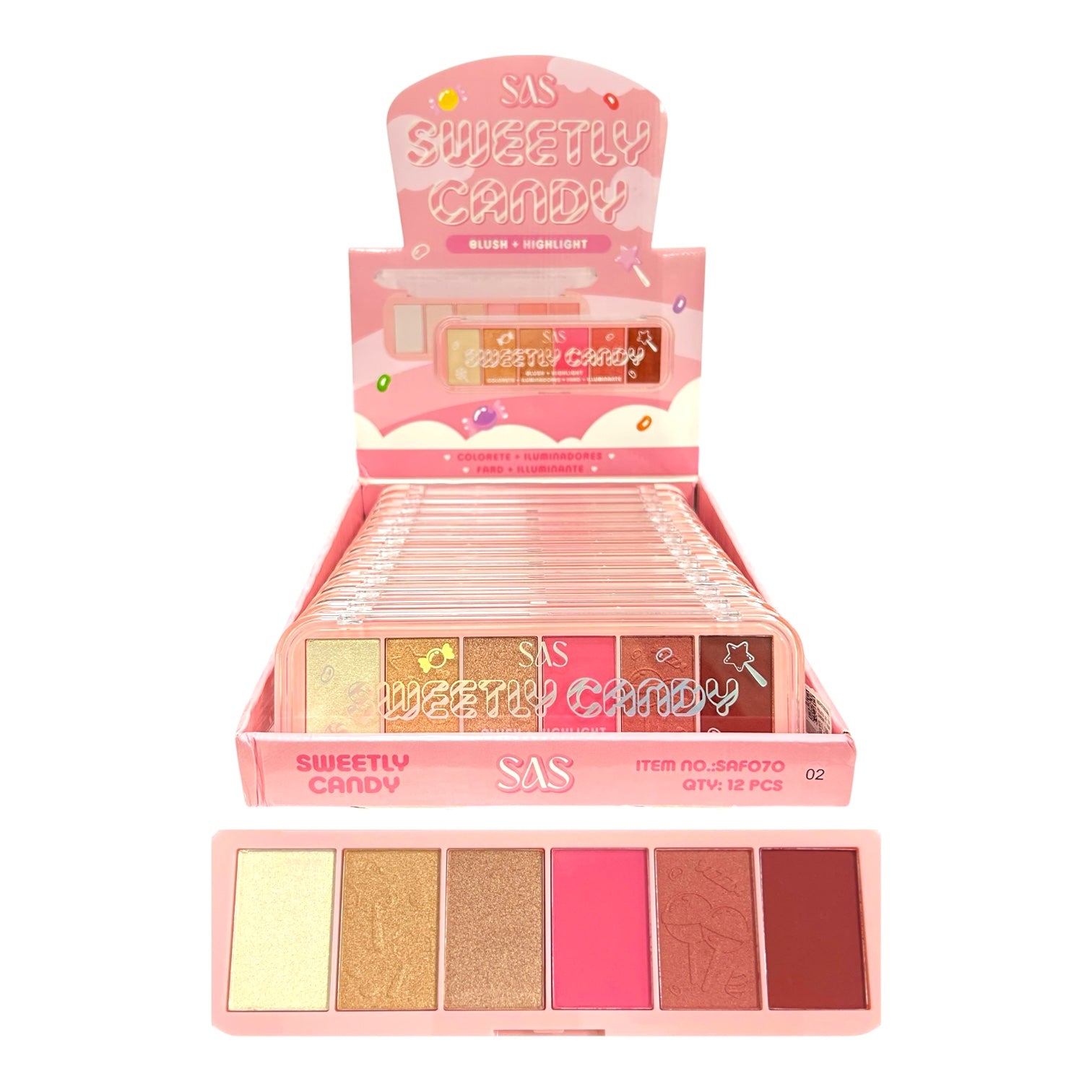 PALETA X6 TONOS ILUMINADOR Y RUBOR SWEETLY CANDY SAS