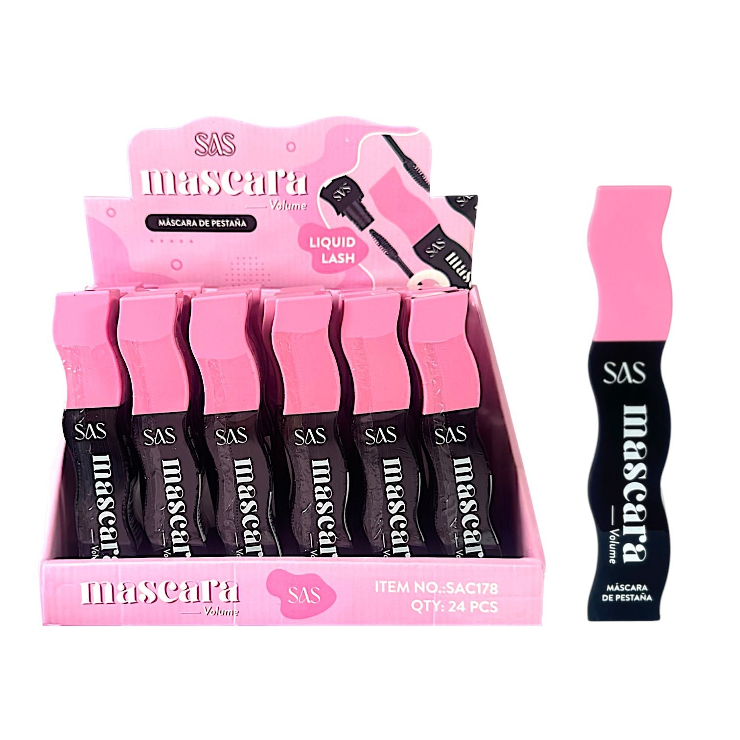 PESTAÑINA MASCARA VOLUME TAPA ROSADA SAS