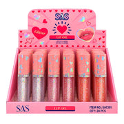 BRILLO GLOSS GLITTER TAPA CORAZONCITOS 5ML SAS
