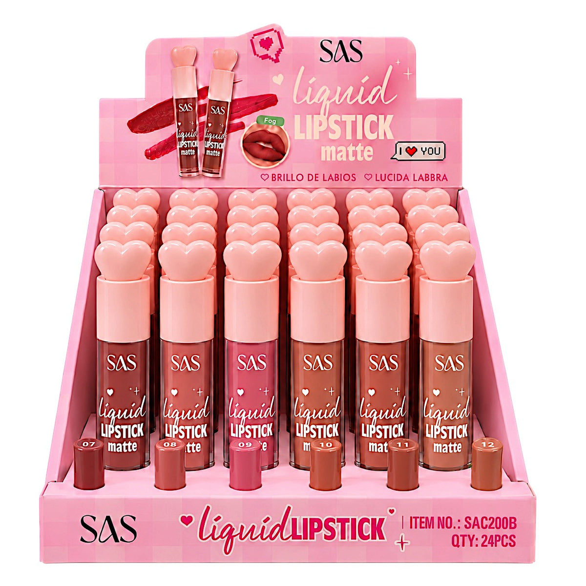 LABIAL LIQUIDO MATTE TAPA CORAZON ROSADO SAS