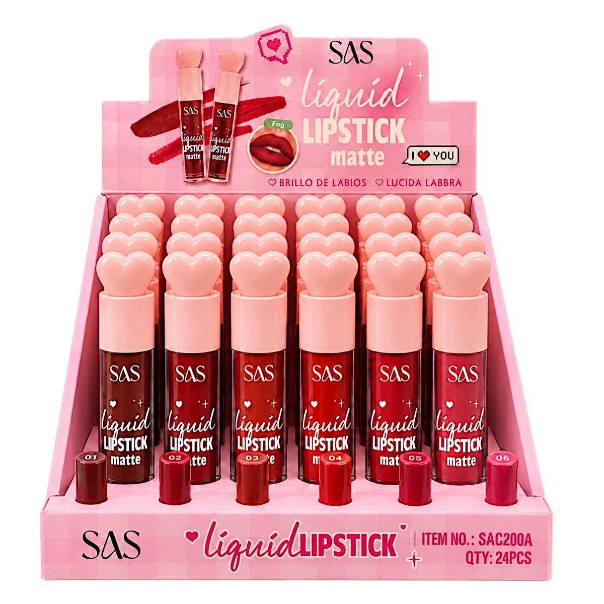 LABIAL LIQUIDO MATTE TAPA CORAZON ROSADO SAS
