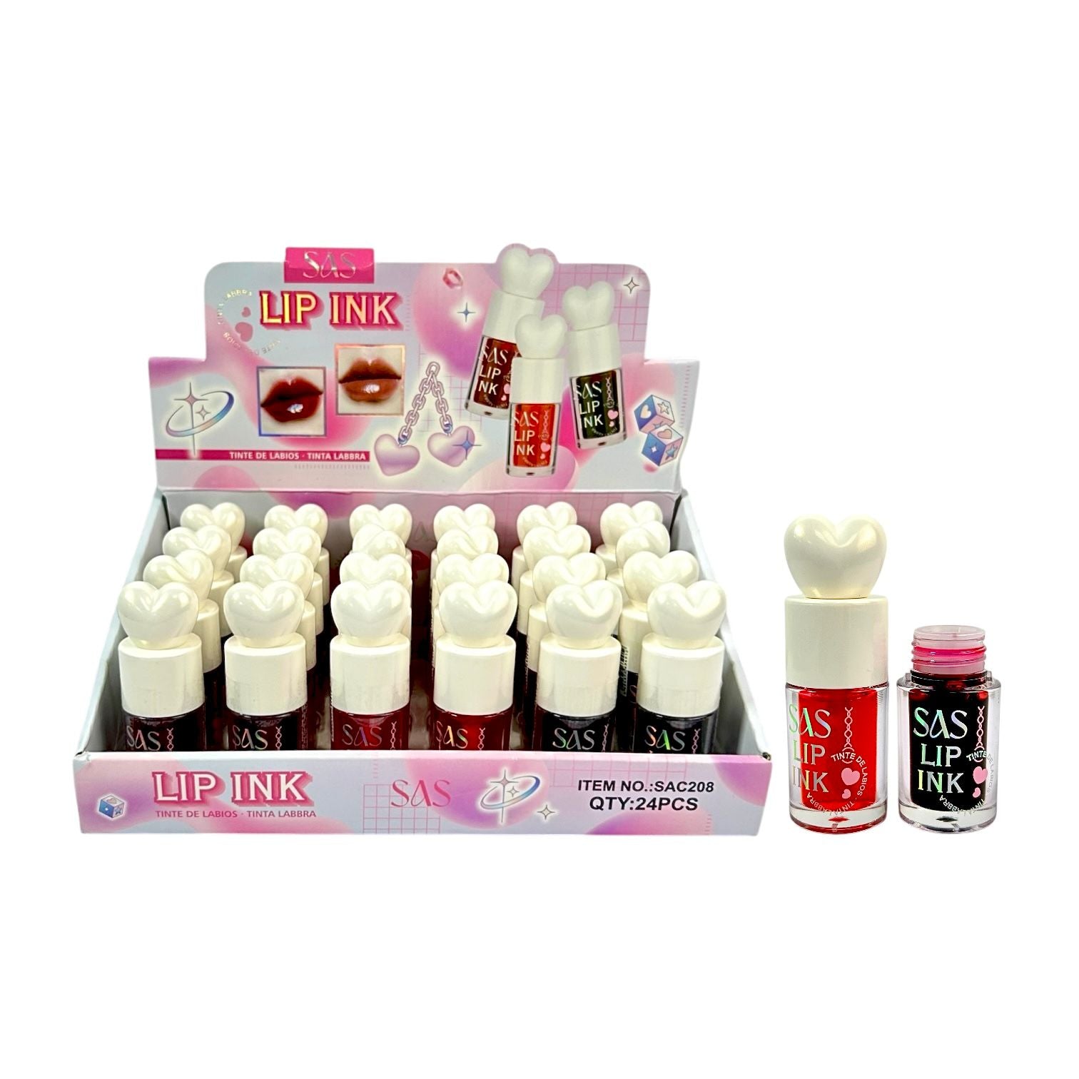 TINTA DE LABIOS LIP INK CADENITA TAPA CORAZON BLANCO SAS