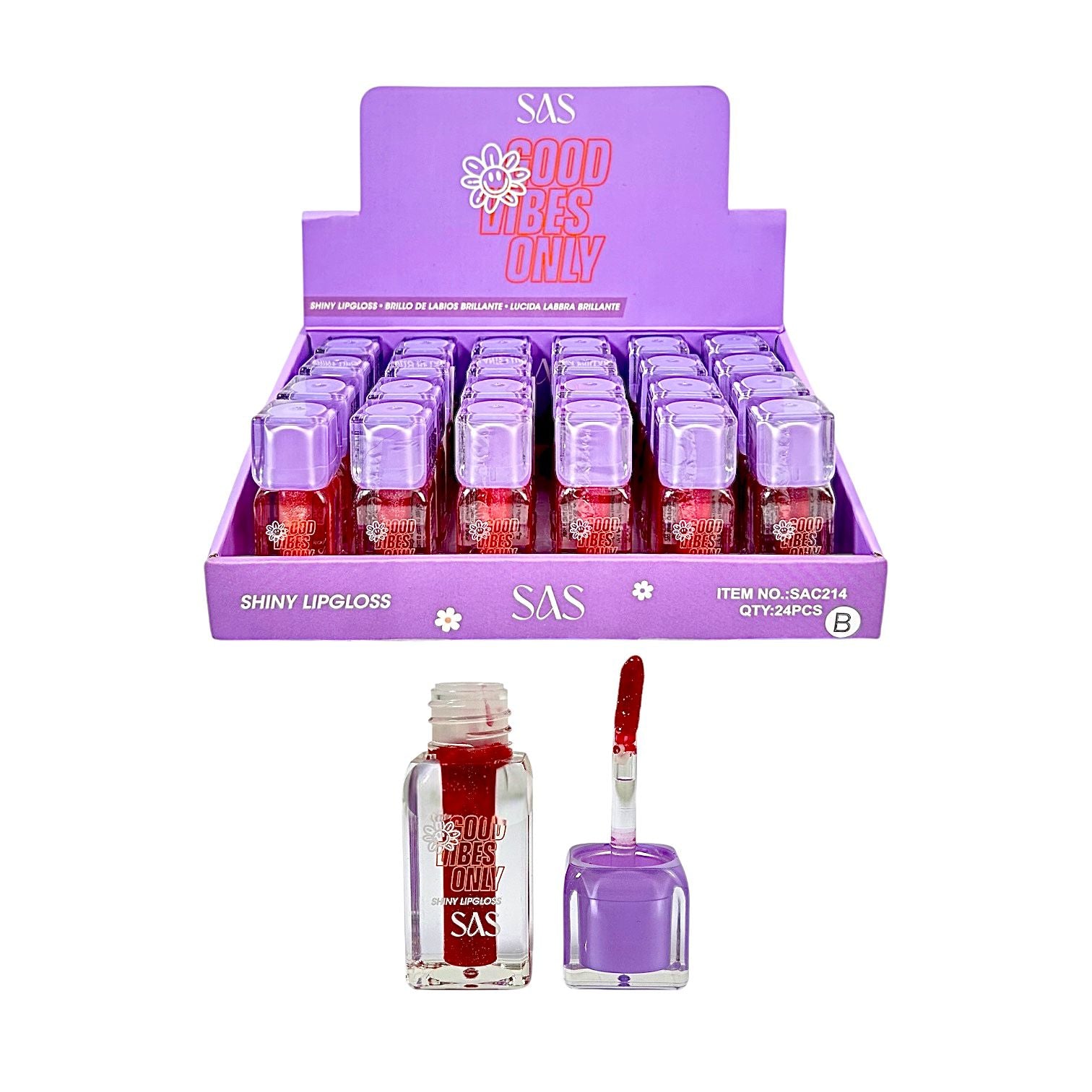 BRILLO GLOSS ESCARCHADO CUADRADO GOOD VIBES ONLY SAS