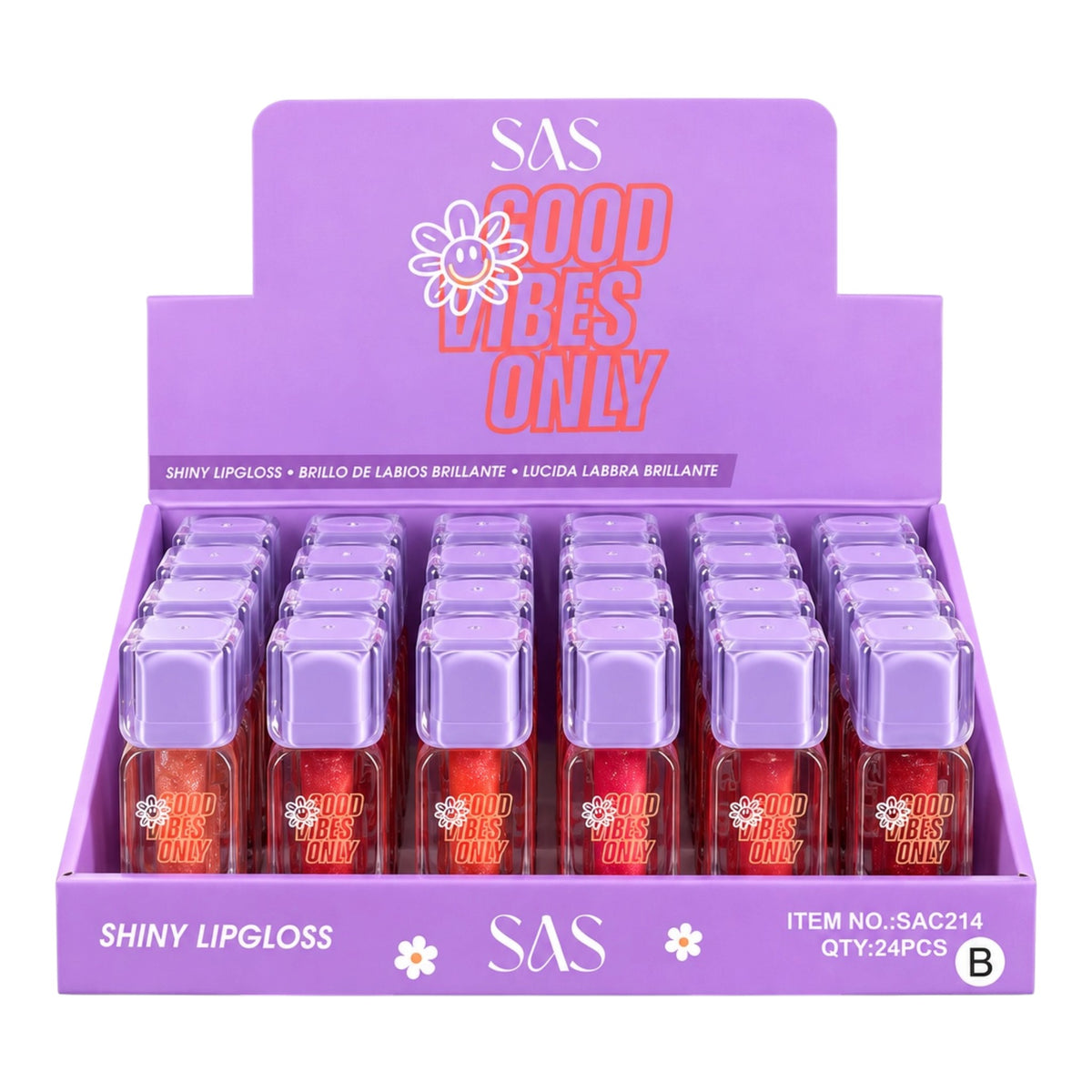 BRILLO GLOSS ESCARCHADO CUADRADO GOOD VIBES ONLY SAS