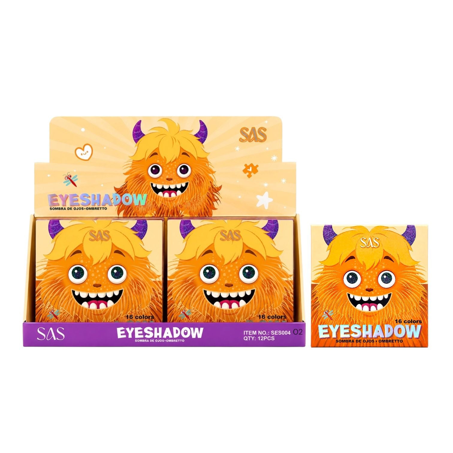 PALETA DE SOMBRAS X16 TONOS MONSTRICO NARANJA CACHOS MORADOS SAS