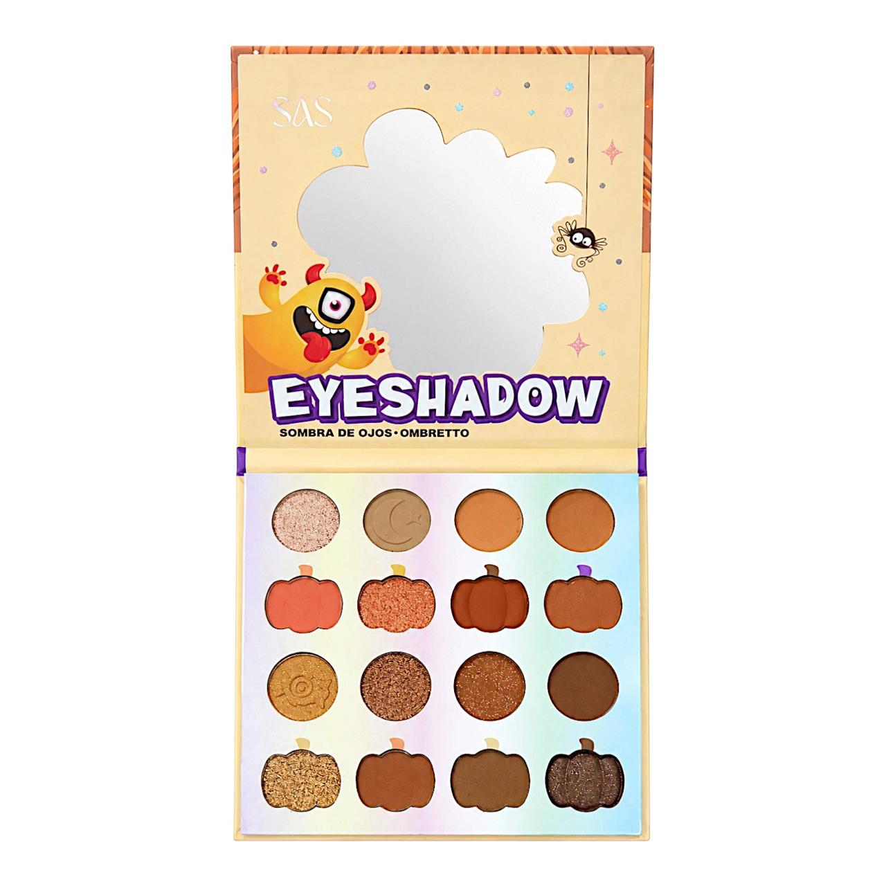 PALETA DE SOMBRAS X16 TONOS MONSTRICO NARANJA CACHOS MORADOS SAS