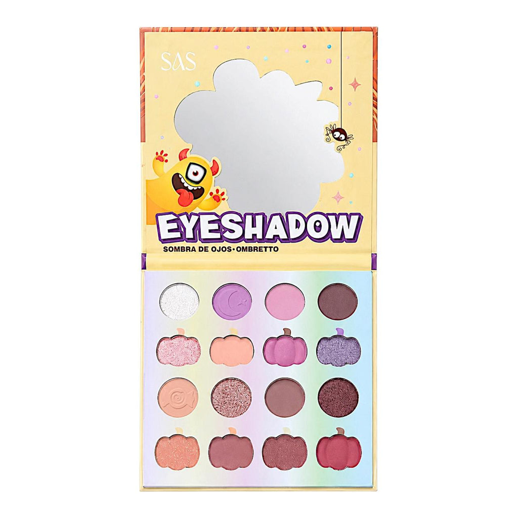 PALETA DE SOMBRAS X16 TONOS MONSTRICO NARANJA CACHOS MORADOS SAS