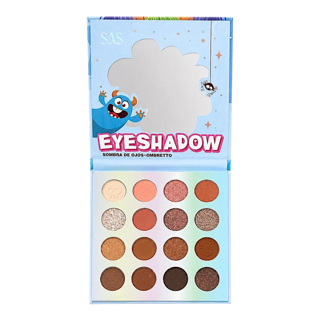 PALETA DE SOMBRAS X16 TONOS MONSTRICO MORADO AZUL CACHOS AMARILLOS SAS