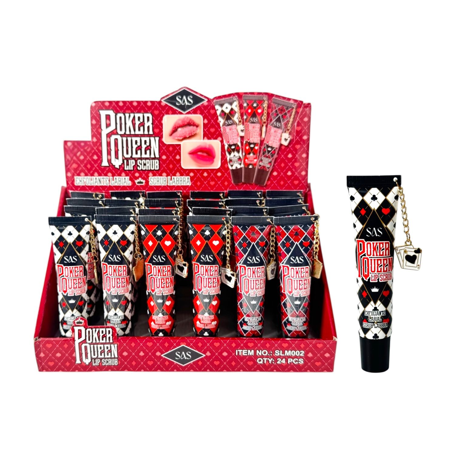 EXFOLIANTE DE LABIOS POKER QUEEN LLAVERO SAS