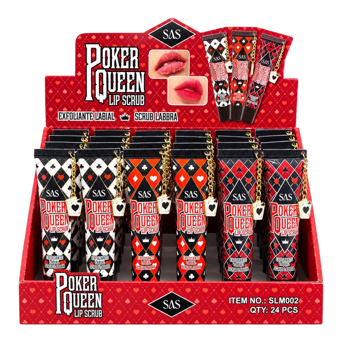 EXFOLIANTE DE LABIOS POKER QUEEN LLAVERO SAS