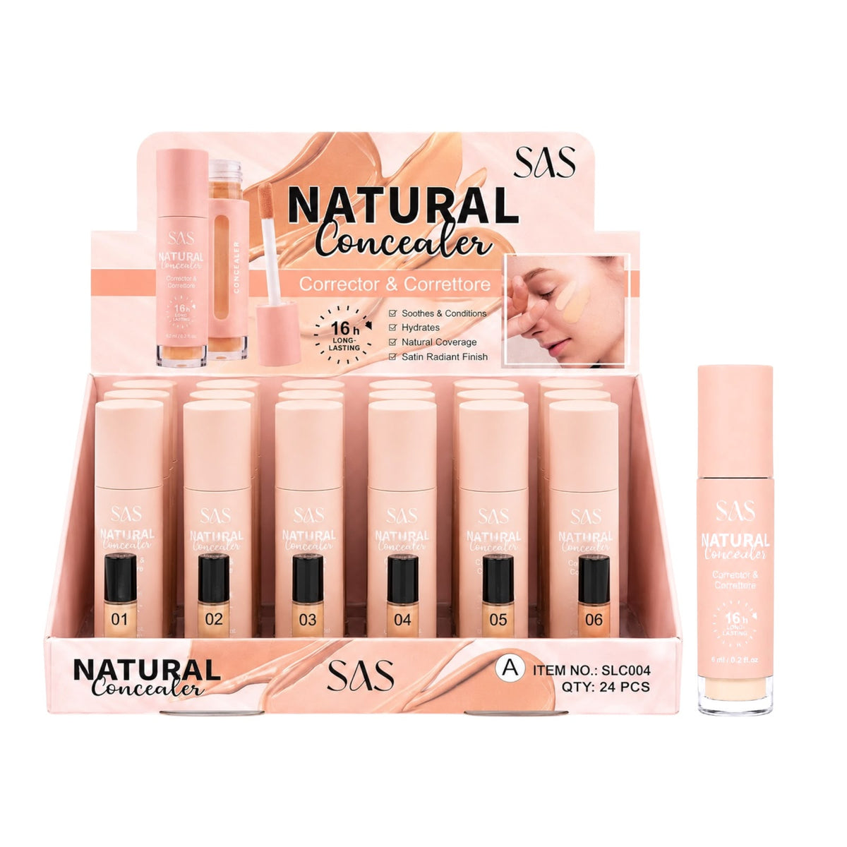 CORRECTOR LIQUIDO NATURAL CONCEALER 16H 6ML SAS