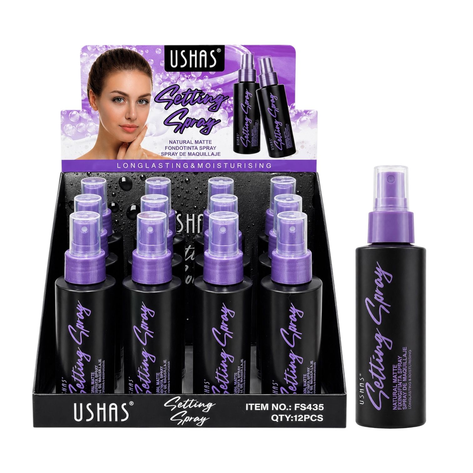SPRAY FIJADOR DE MAQUILLAJE NATURAL MATTE 110ML USHAS