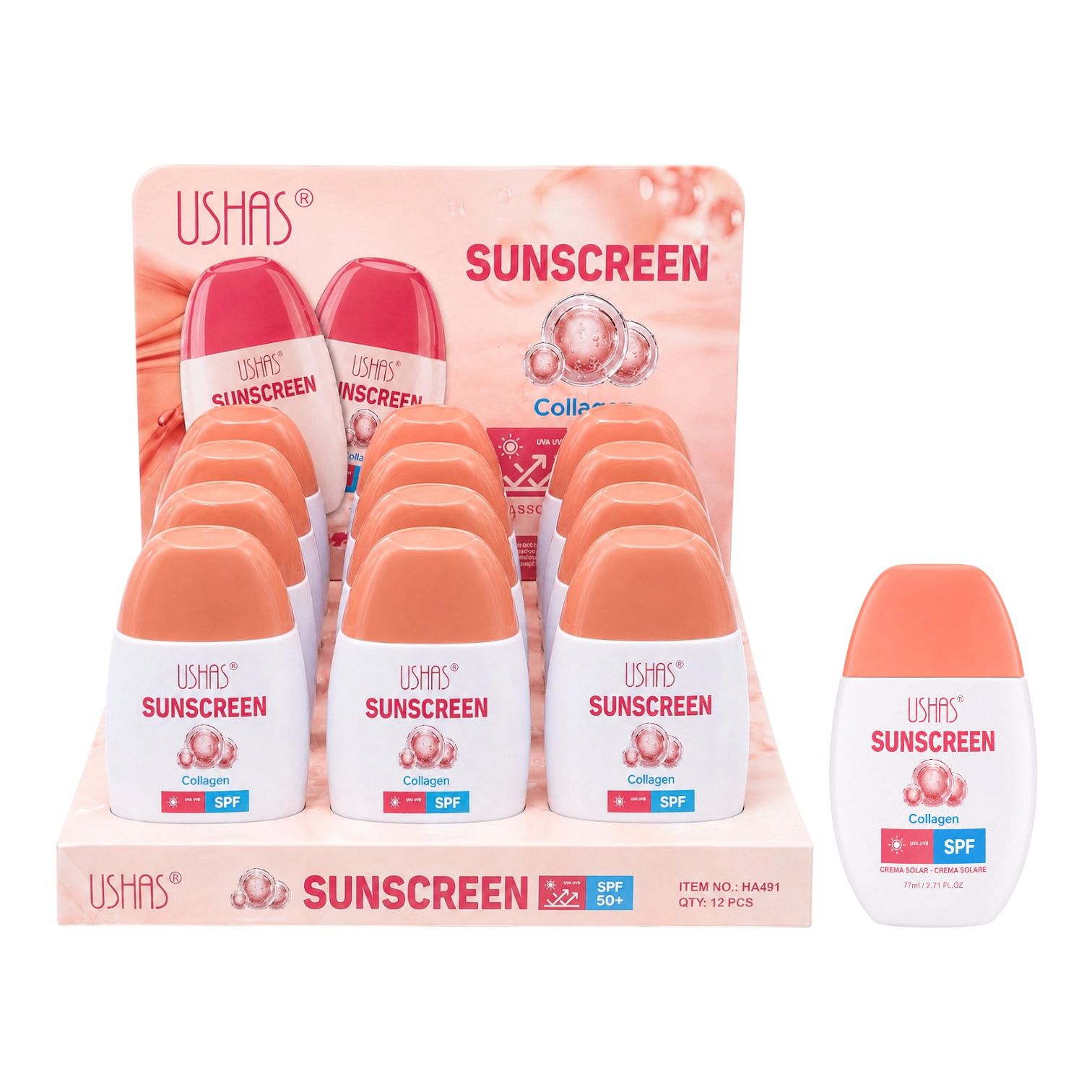 PROTECTOR SOLAR SUNSCREEN COLLAGEN SPF50+ 77ML USHAS