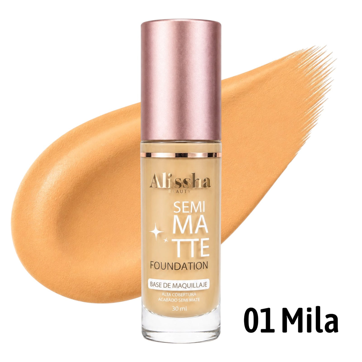 BASE LIQUIDA SEMI MATTE TONO 01 MILA 30ML ALISSHA