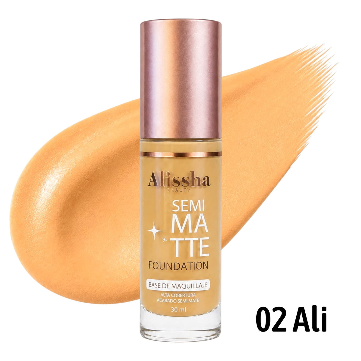 BASE LIQUIDA SEMI MATTE TONO 02 ALI 30ML ALISSHA