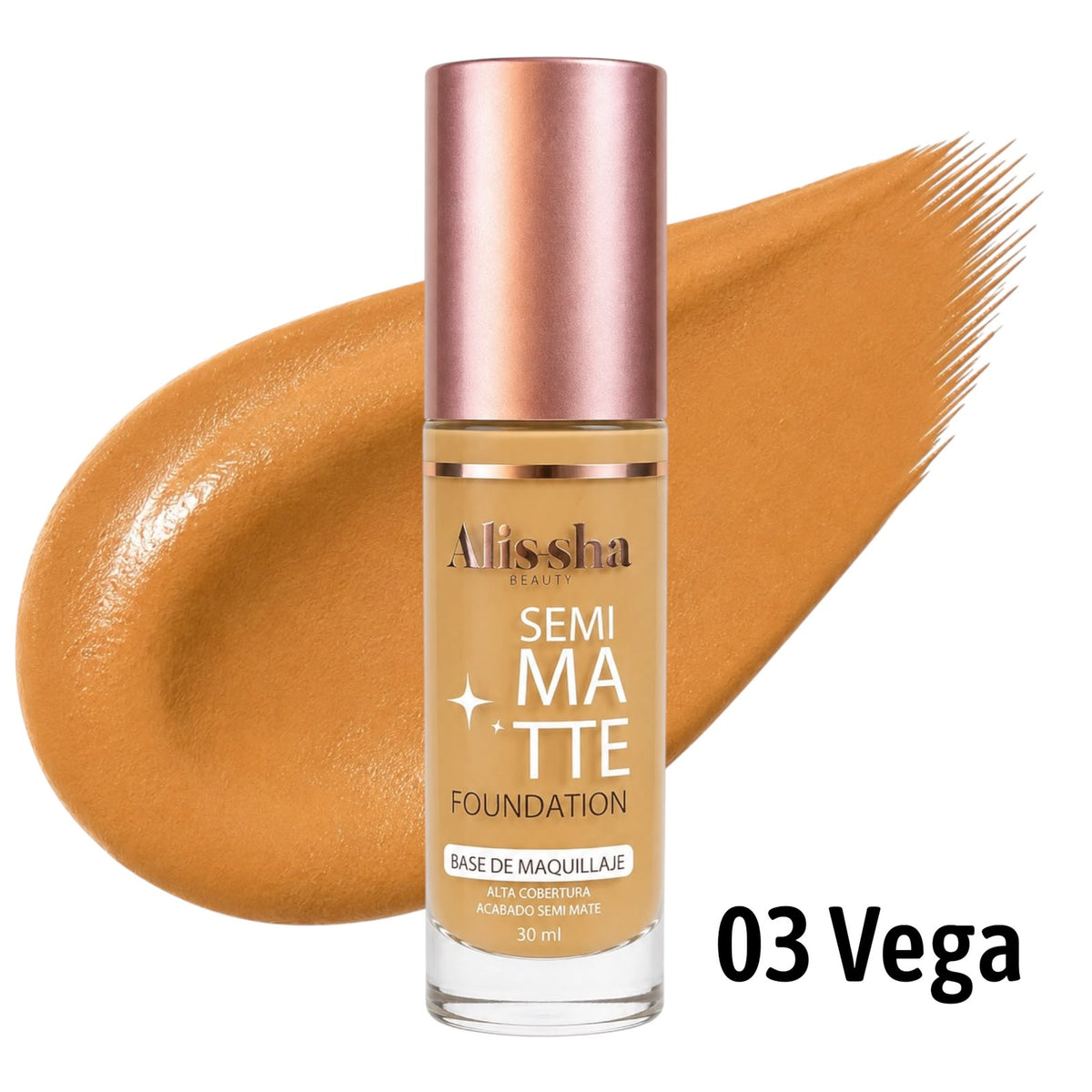BASE LIQUIDA SEMI MATTE TONO 03 VEGA 30ML ALISSHA