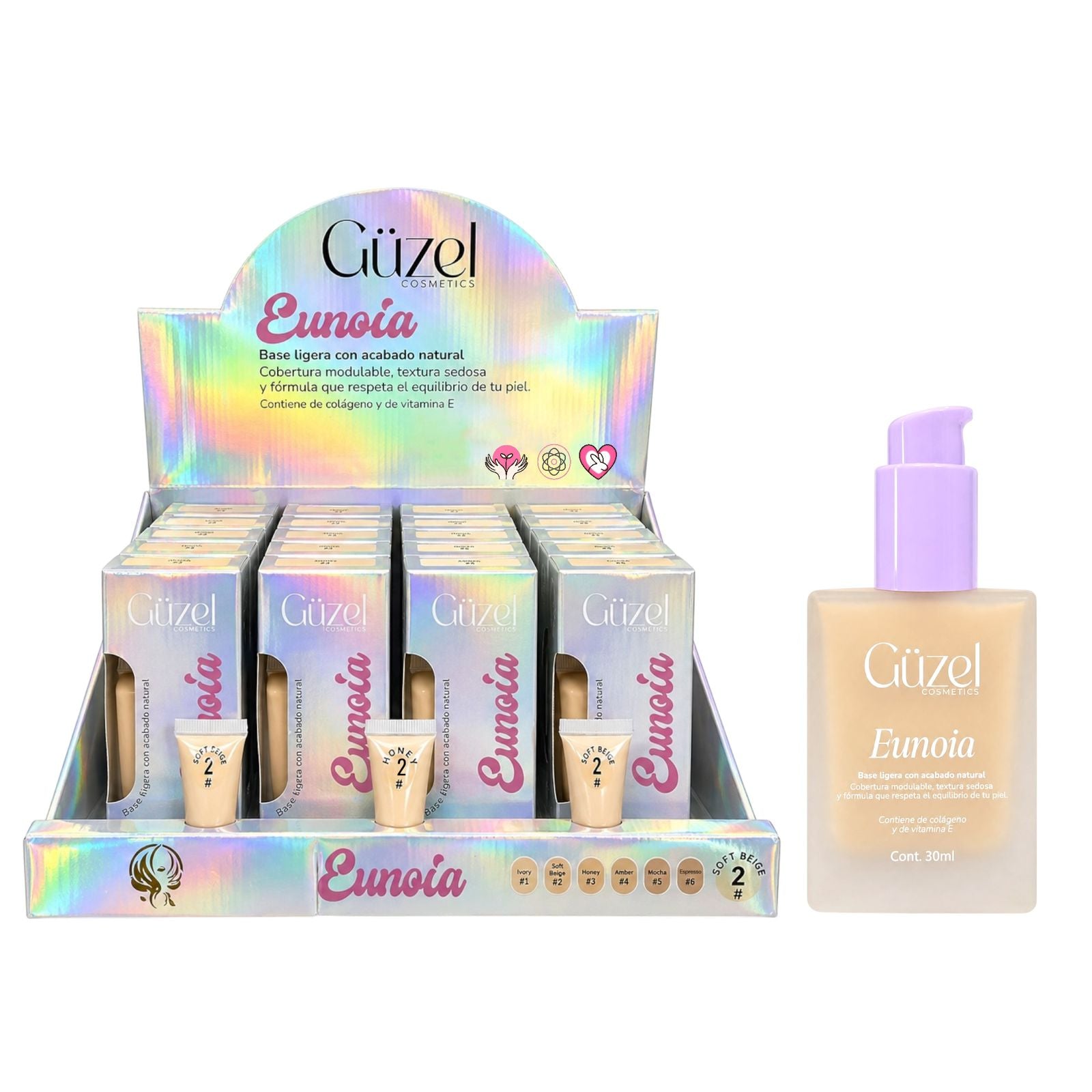BASE LIQUIDA EUNOIA TONO #2 SOFT BEIGE 30ML GUZEL