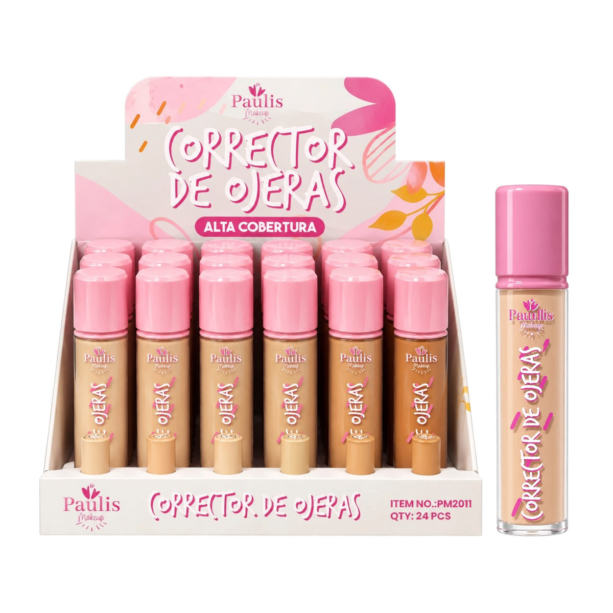 CORRECTOR DE OJERAS ALTA COBERTURA TAPA ROSADA PAULIS