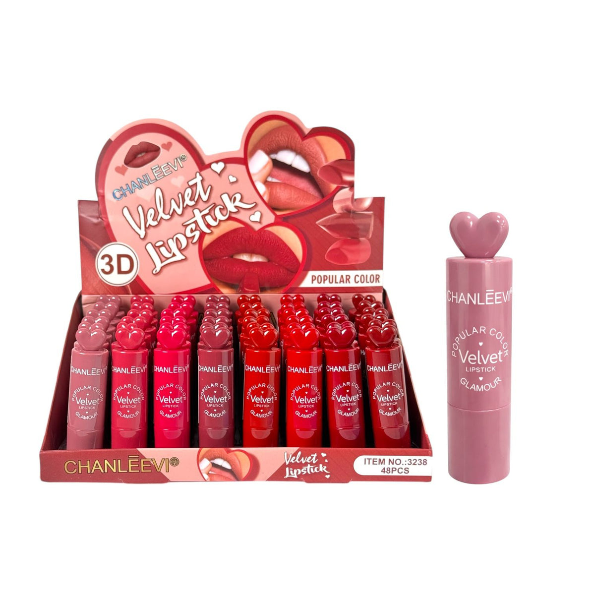 LABIAL EN BARRA POPULAR COLOR VELVET GLAMOUR CHANLEEVI