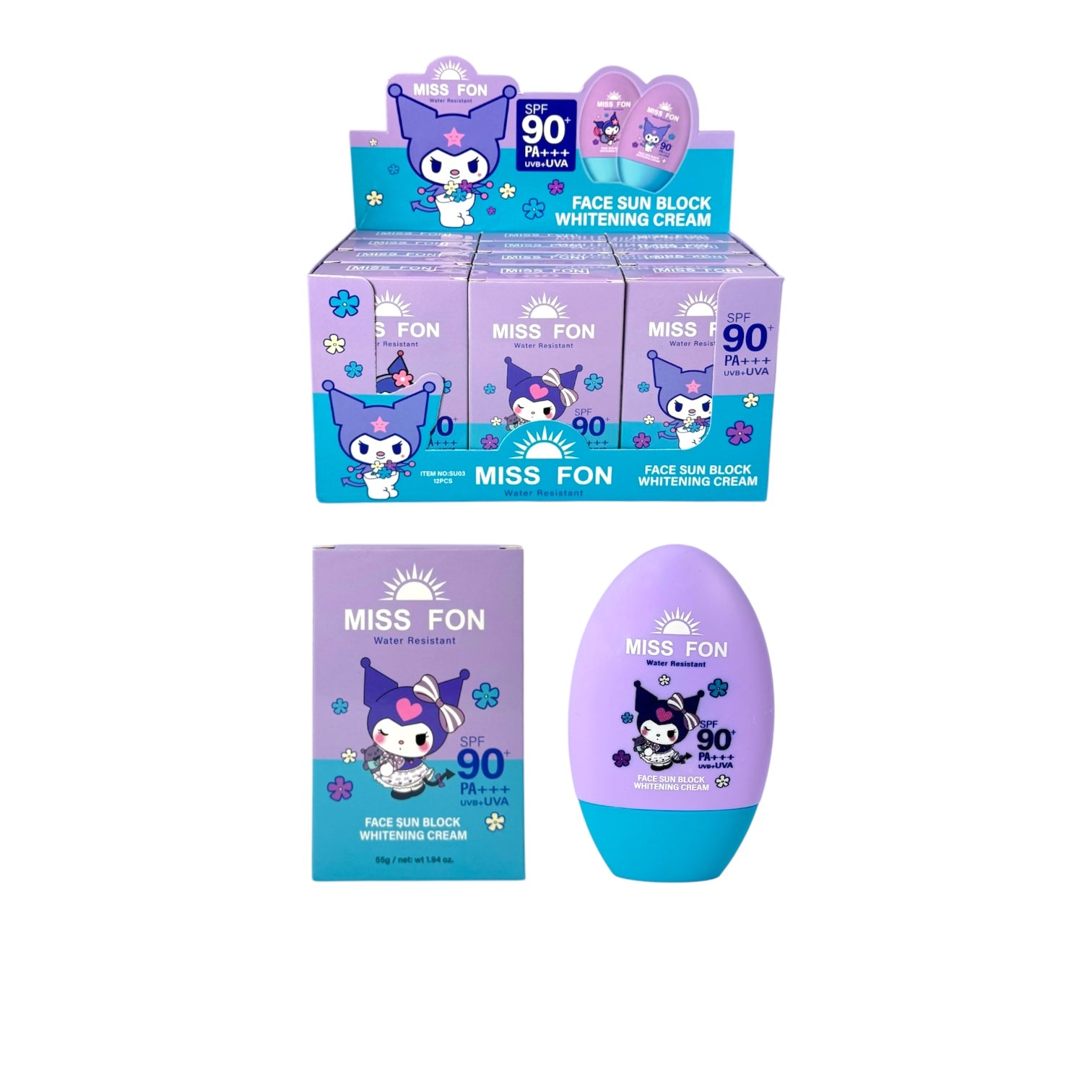 PROTECTOR SOLAR SPF90+ HELLO KITTY KUROMI 55G MISS FON