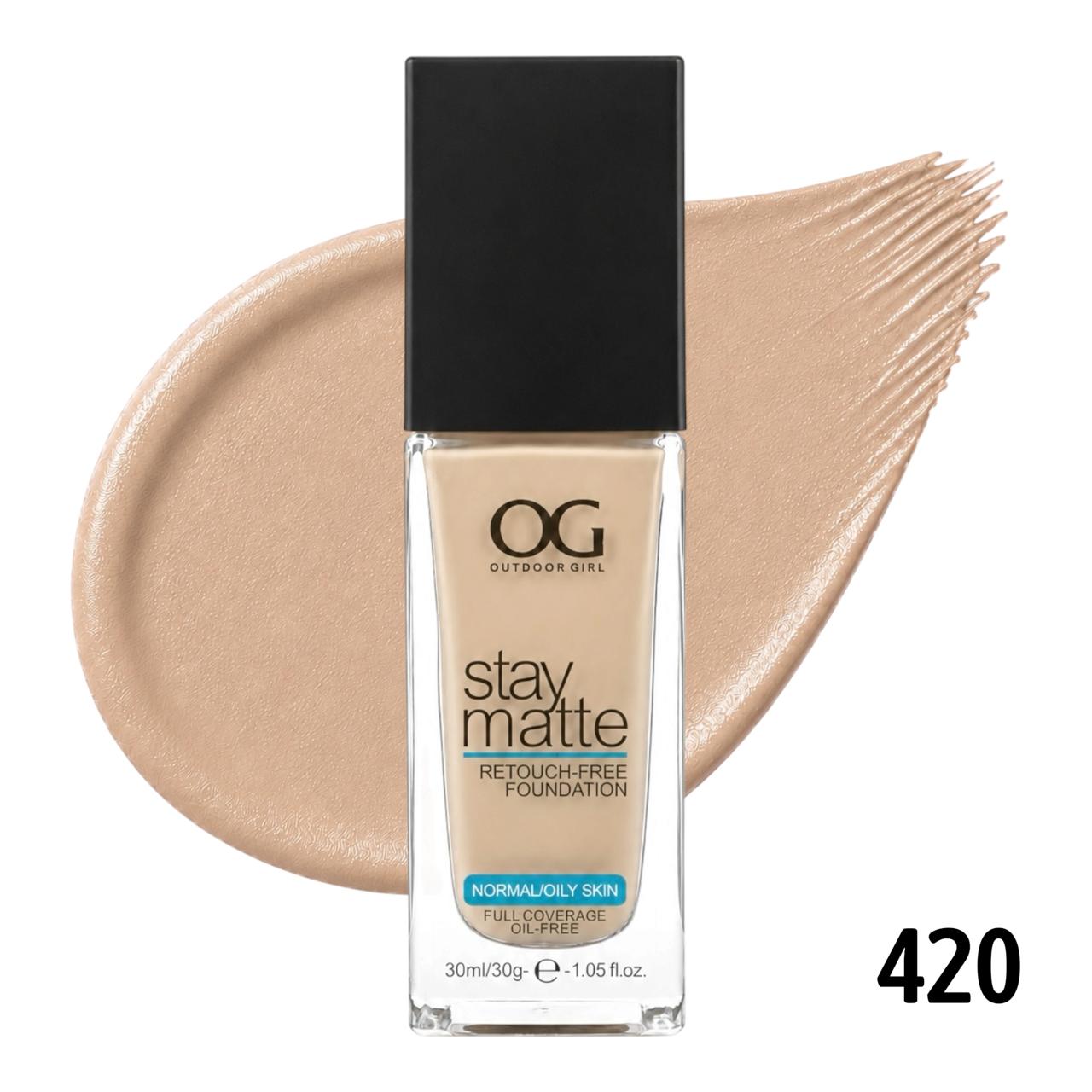 BASE LIQUIDA STAY MATTE TONO 420 NUDE BEIGE 30ML OUTDOOR GIRL
