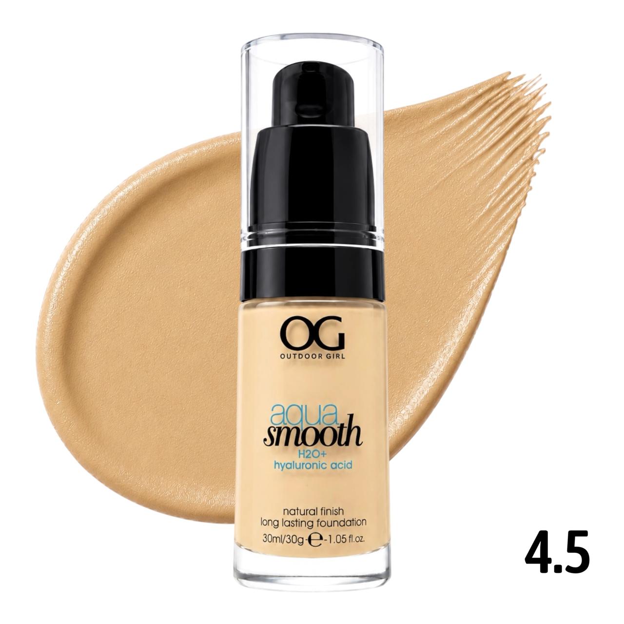 BASE LIQUIDA AQUA SMOOTH H2O+HYALURONIC ACID TONO 4.5 30ML OUTDOOR GIRL