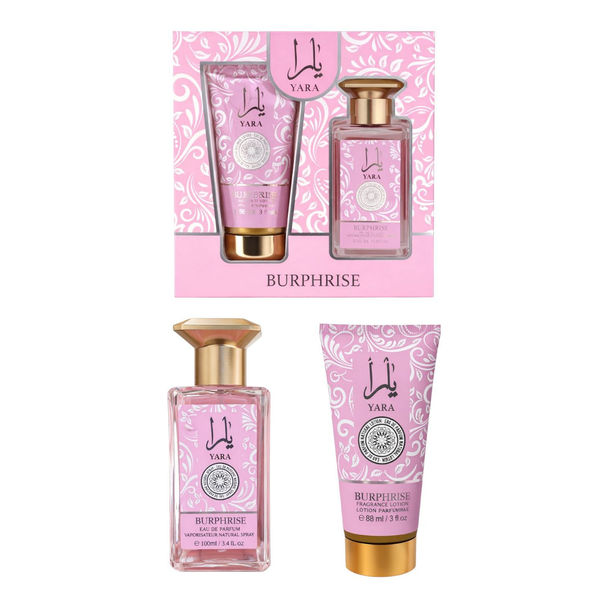 KIT X2 CREMA Y LOCION YARA BURPHRISE