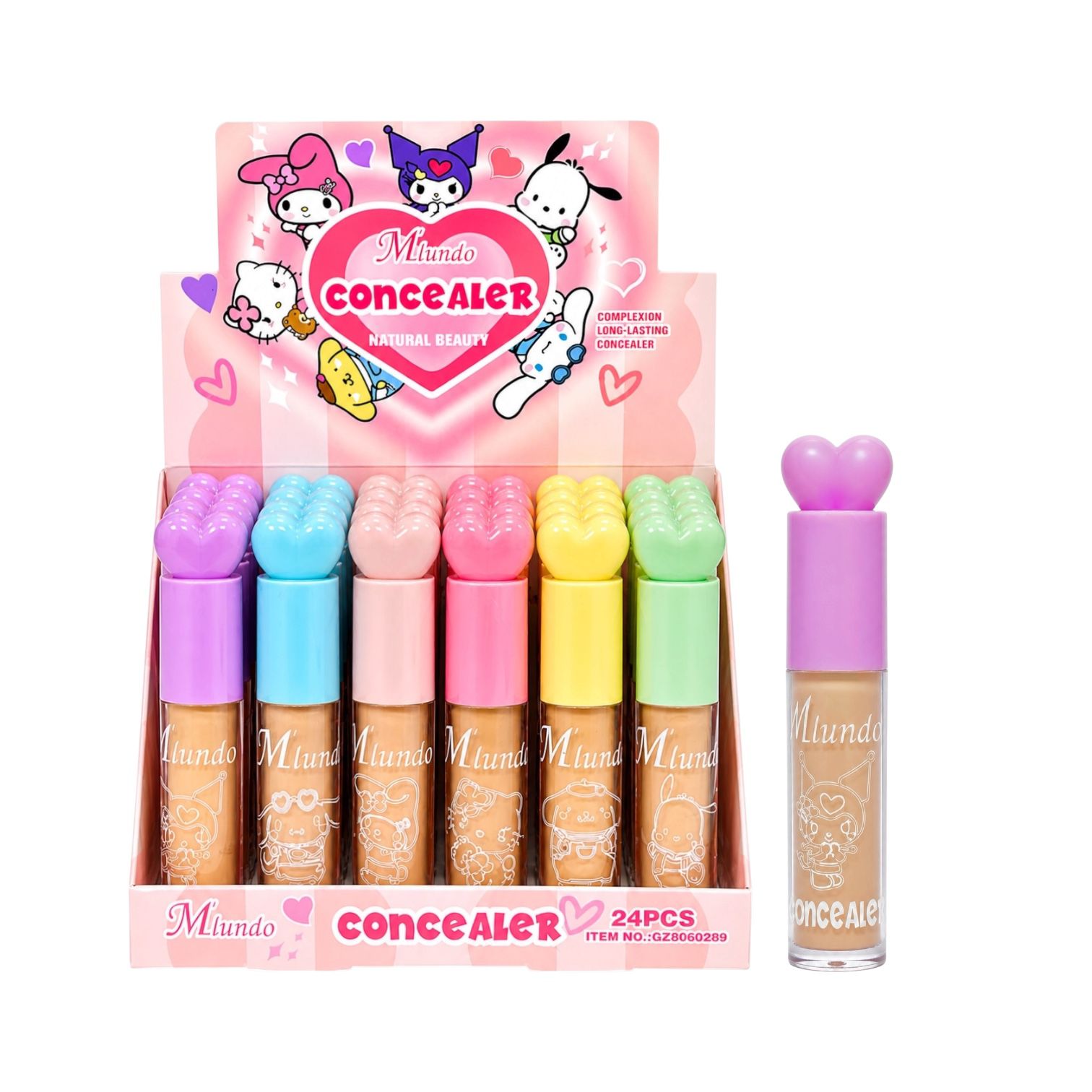 CORRECTOR LIQUIDO SANRIO TAPA CORAZON COLORES M'LUNDO