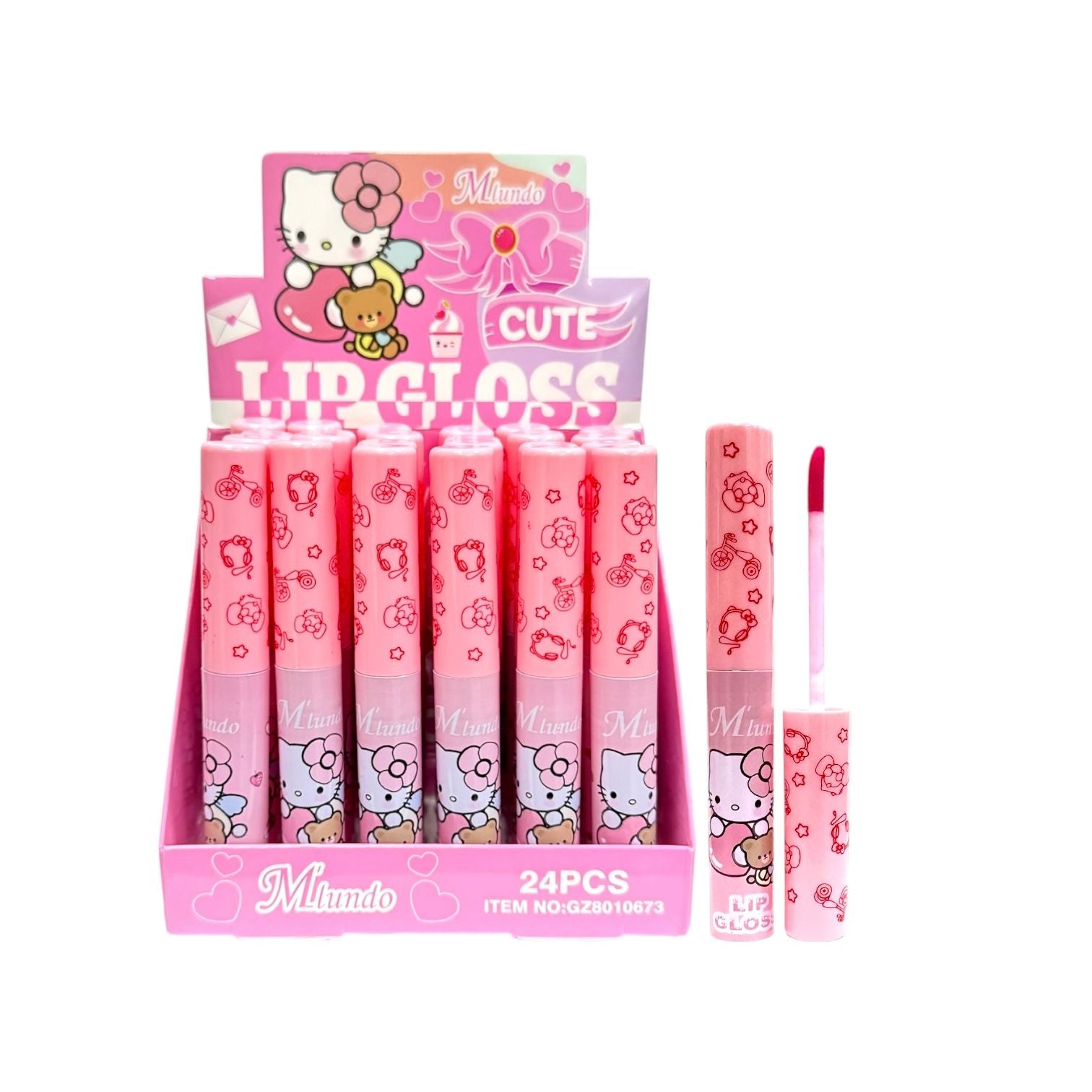 BRILLO MAGICO GRANDE LIP GLOSS ROSADO HELLO KITTY CORAZON OSITO M'LUNDO