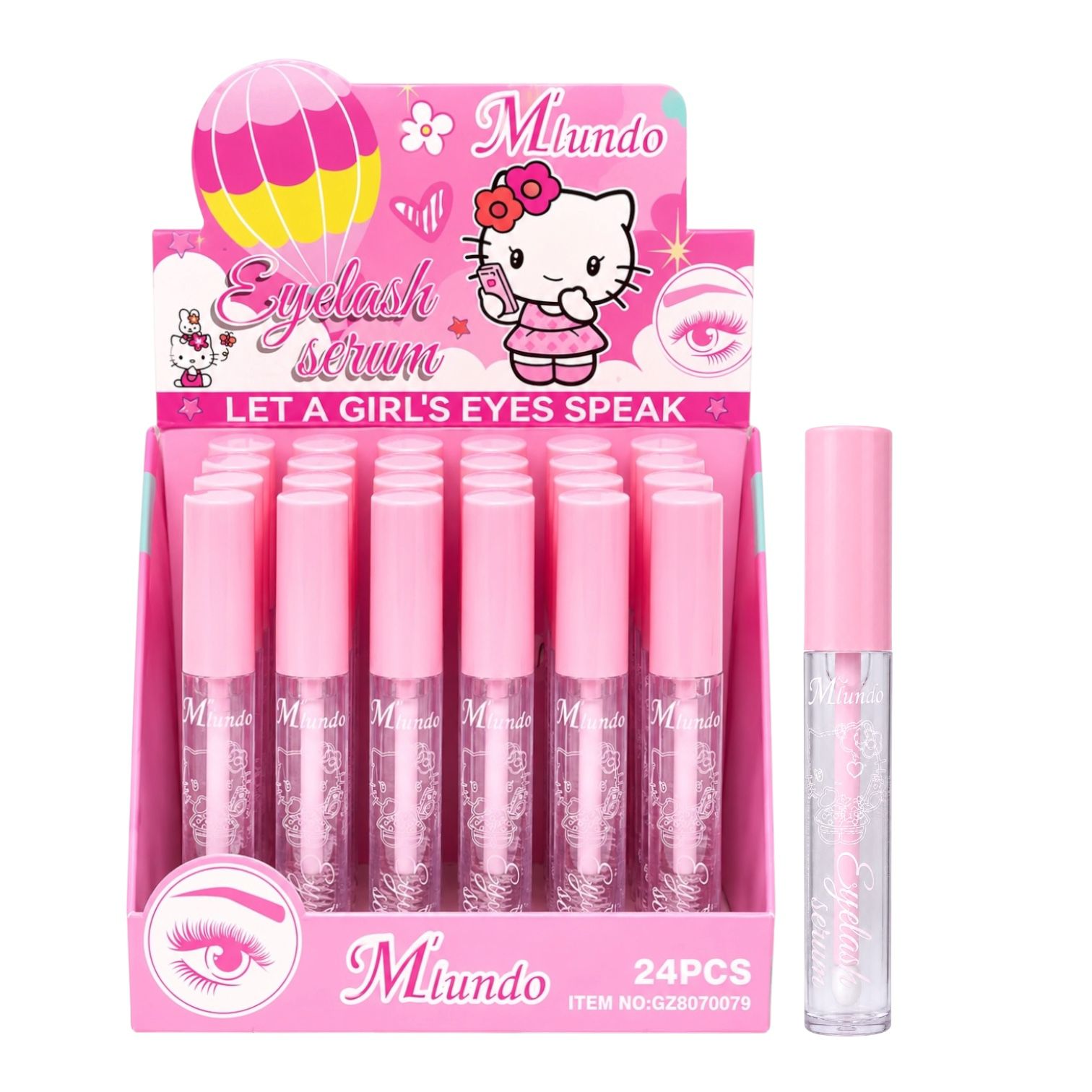 2EN1 GEL DE CEJAS Y PESTAÑAS ROSADA HELLO KITY M'LUNDO