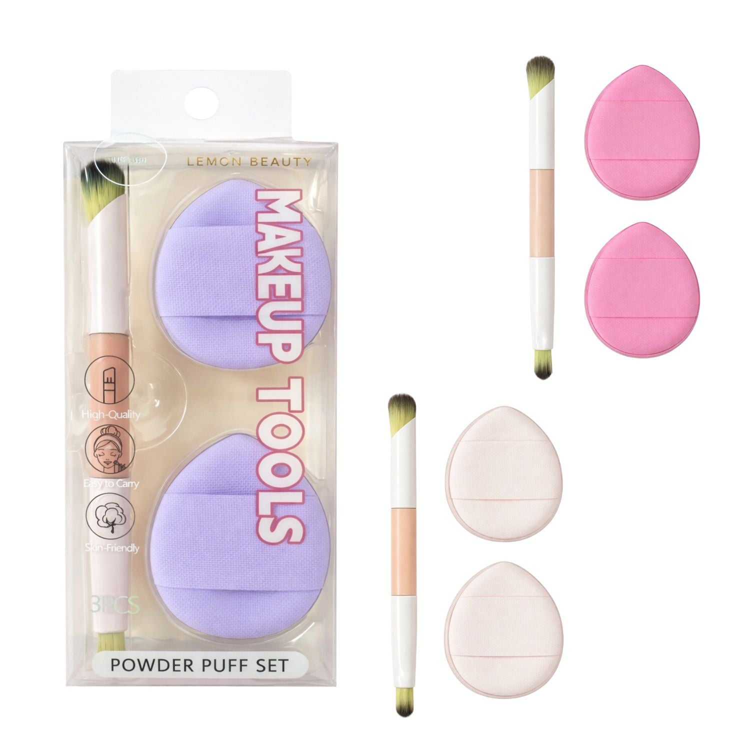 SET X2 MINI BORLITAS Y MINI BROCHA LEMON BEAUTY