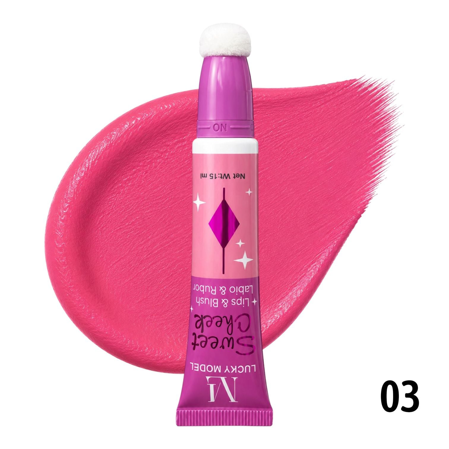 RUBOR O LABIAL LIQUIDO CON ESPONJITA SWEET CHEEK 15ML LUCKY MODEL