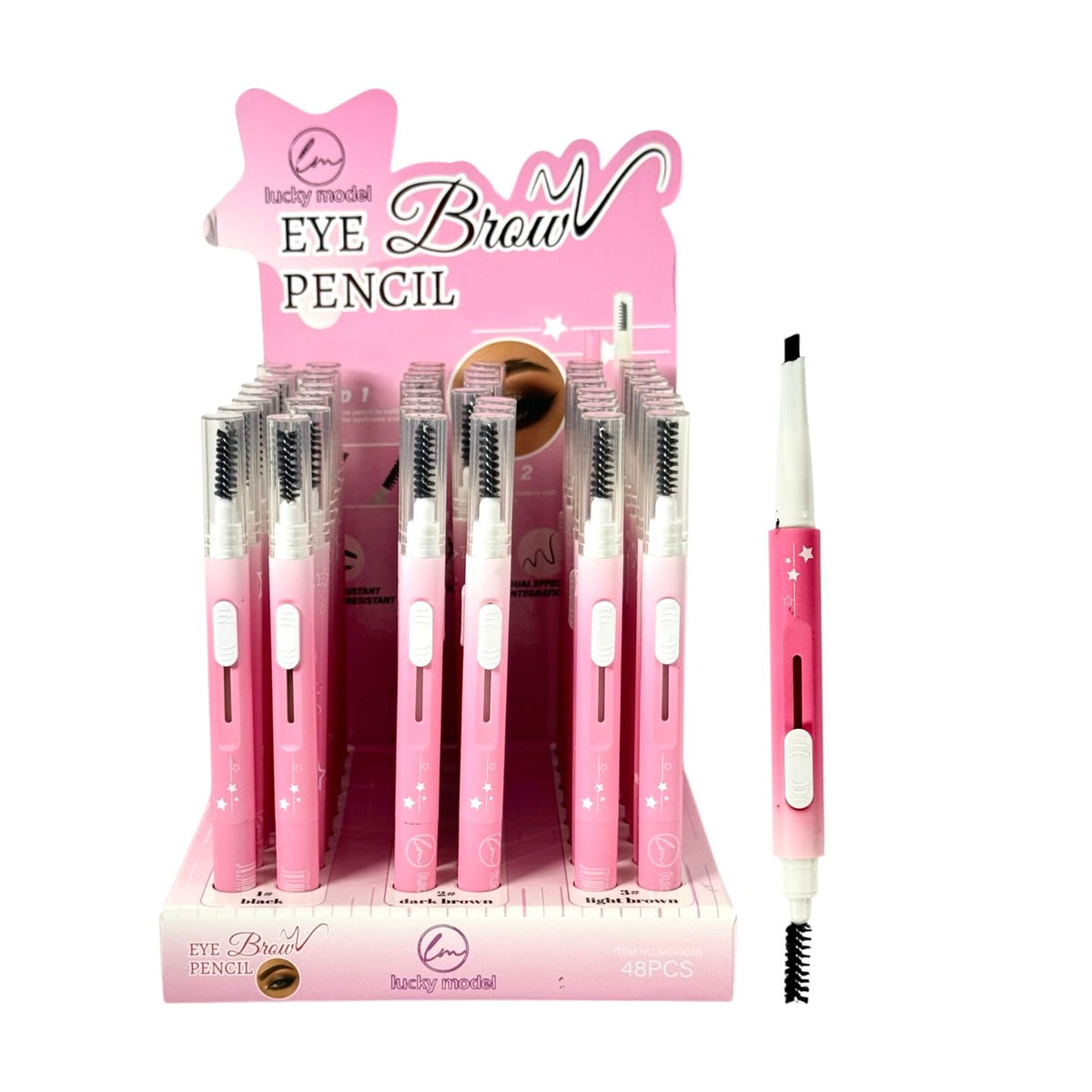 LAPIZ PARA CEJAS CON CEPILLO RETRACTIL LUCKY MODEL