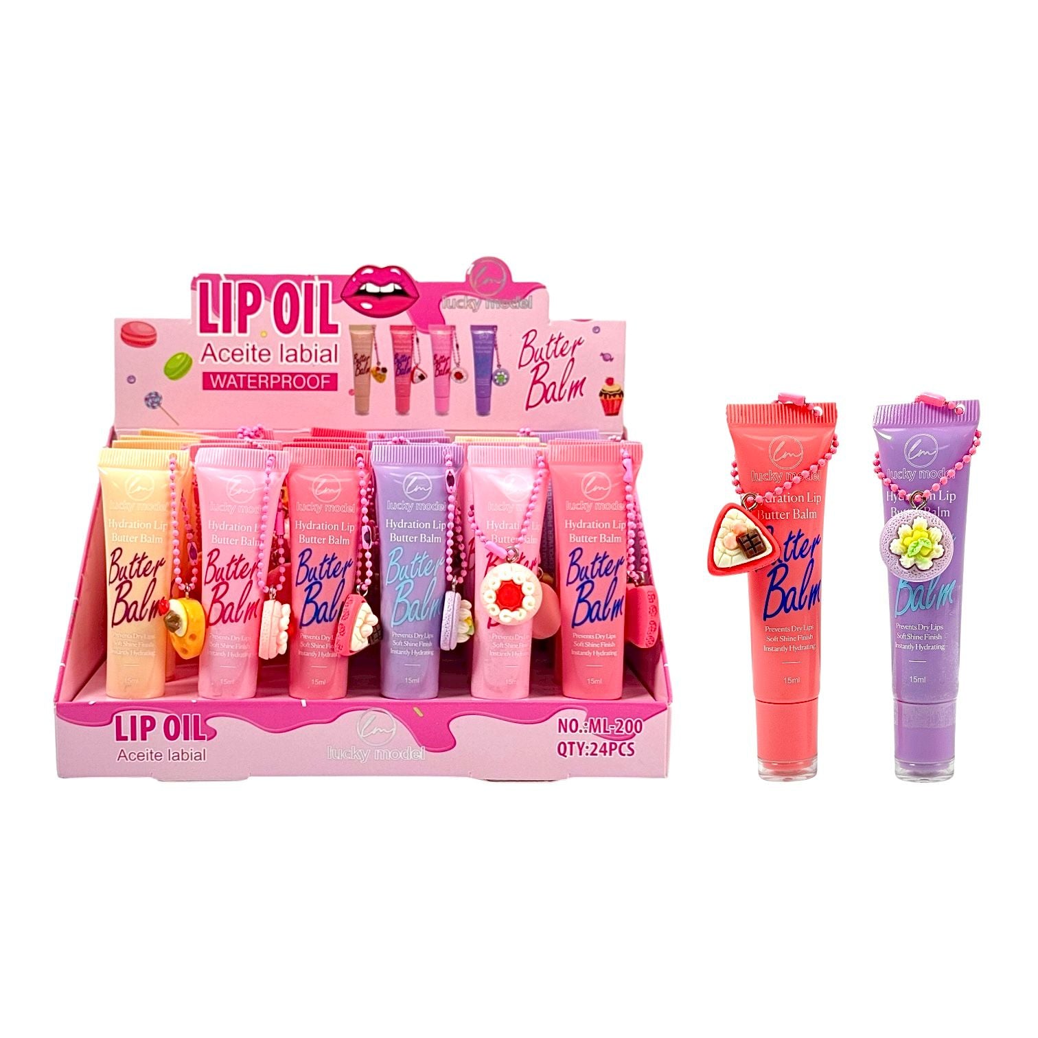 BALSAMO DE LABIOS BUTTER BALM LLAVERO PASTELITOS 15ML LUCKY MODEL