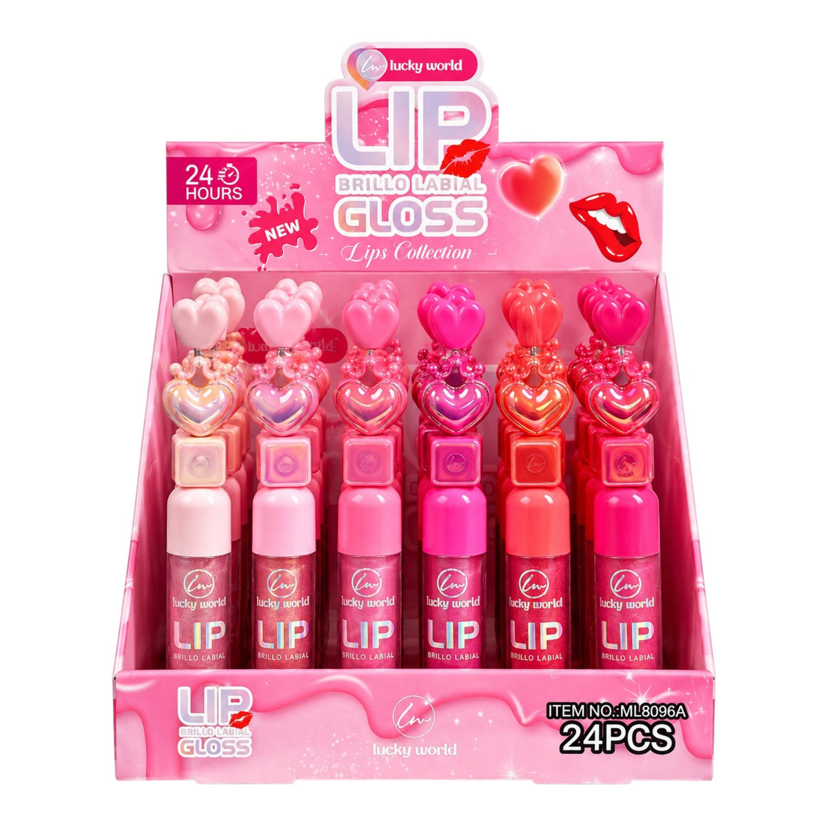 BRILLO GLOSS ESCARCHADO TAPA CORAZON CORONA LUCKY MODEL