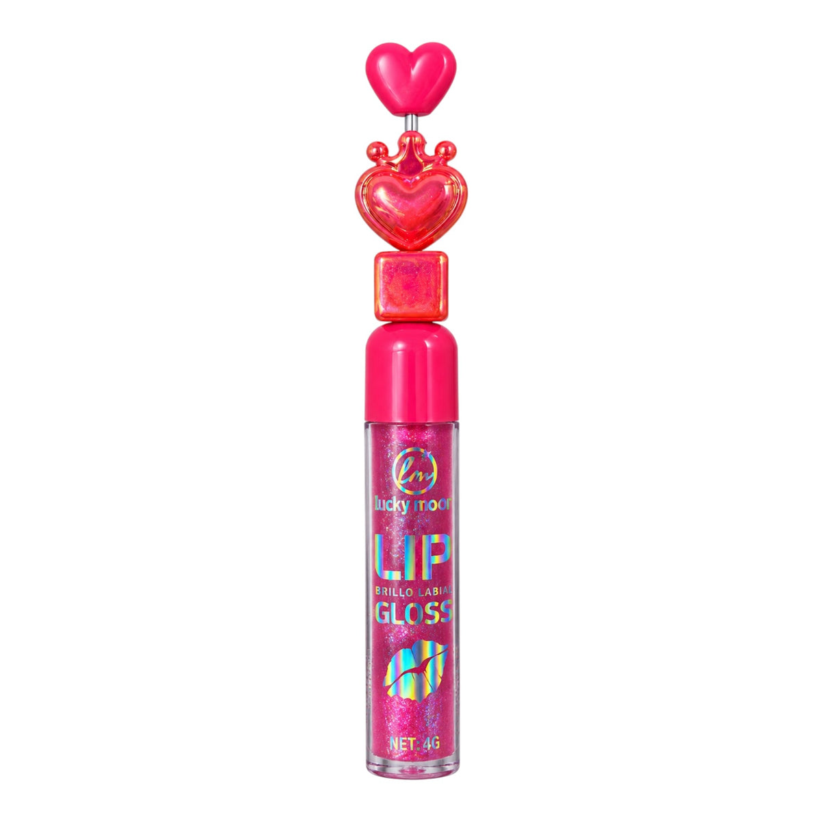 BRILLO GLOSS ESCARCHADO TAPA CORAZON CORONA LUCKY MODEL