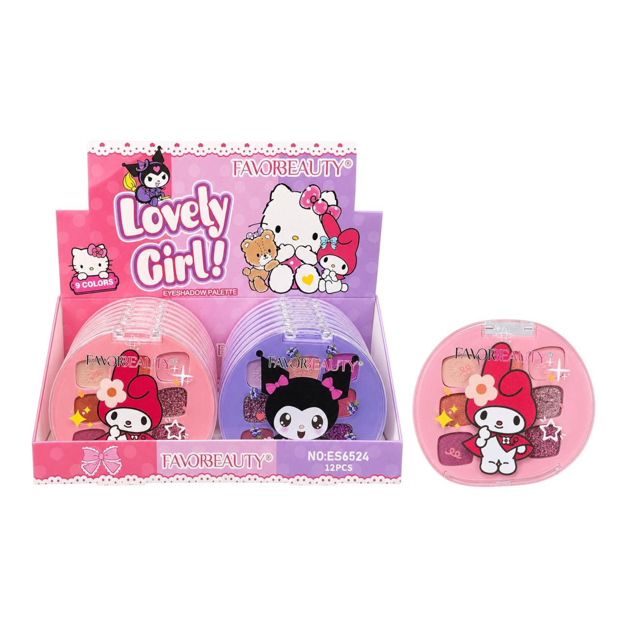 PALETA DE SOMBRAS X9 TONOS KUROMI HELLO KITTY MY MELODY FAVOR BEAUTY