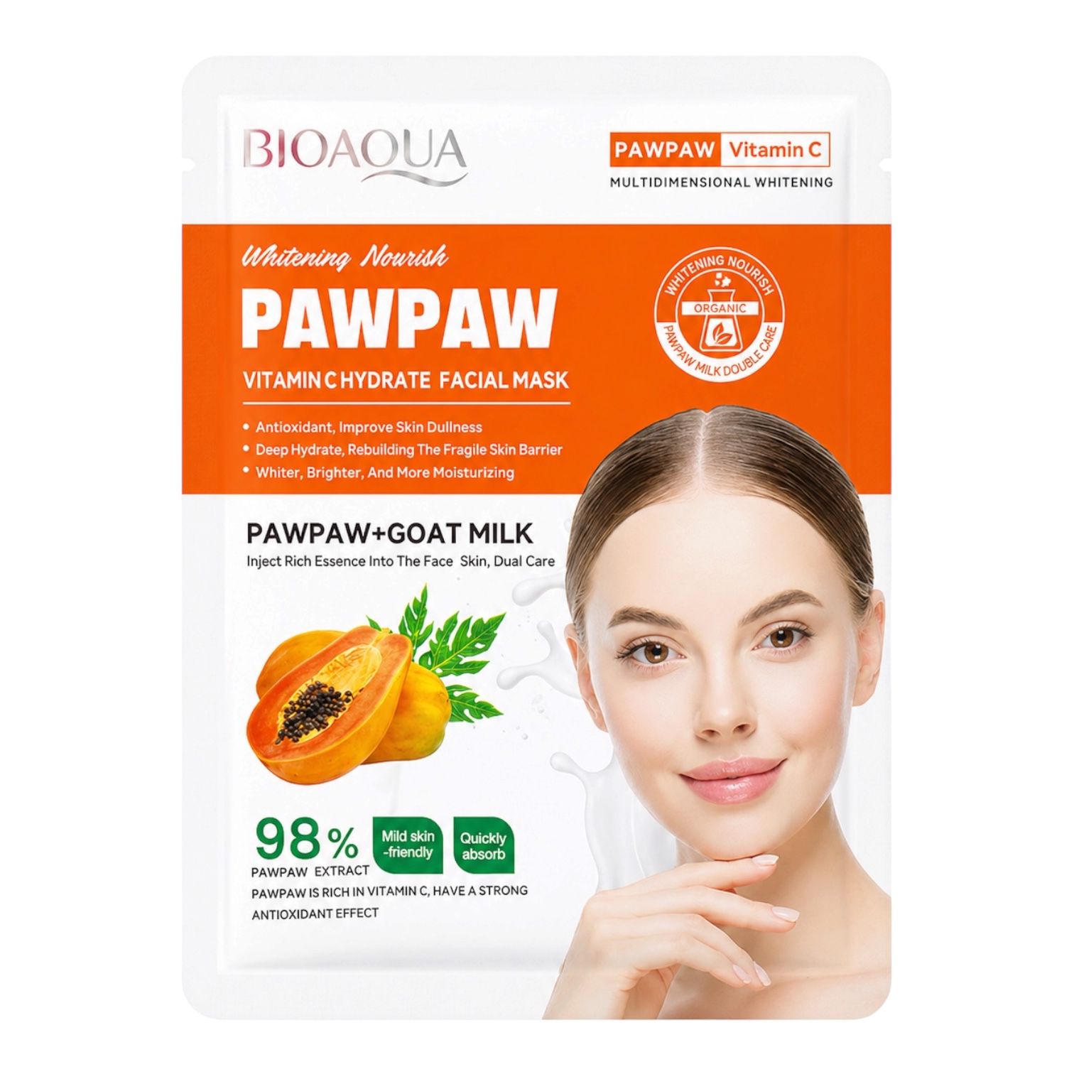 MASCARILLA EN VELO PAPAYA PAWPAW 98% BIOAQUA