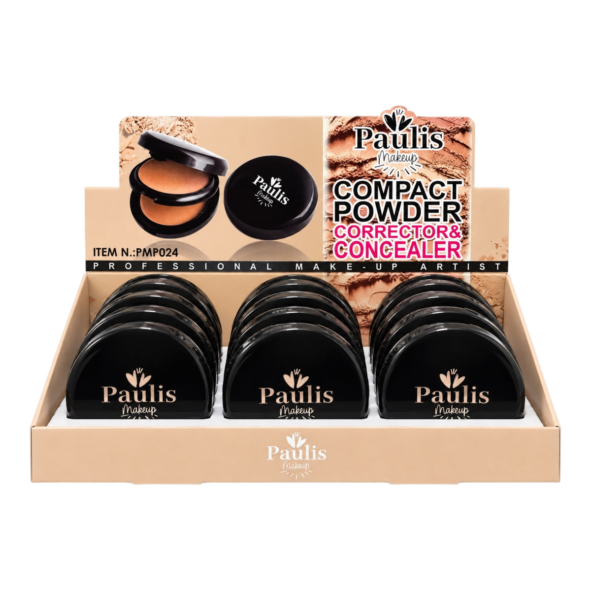 POLVO COMPACTO CORRECTOR NEGRO PAULIS
