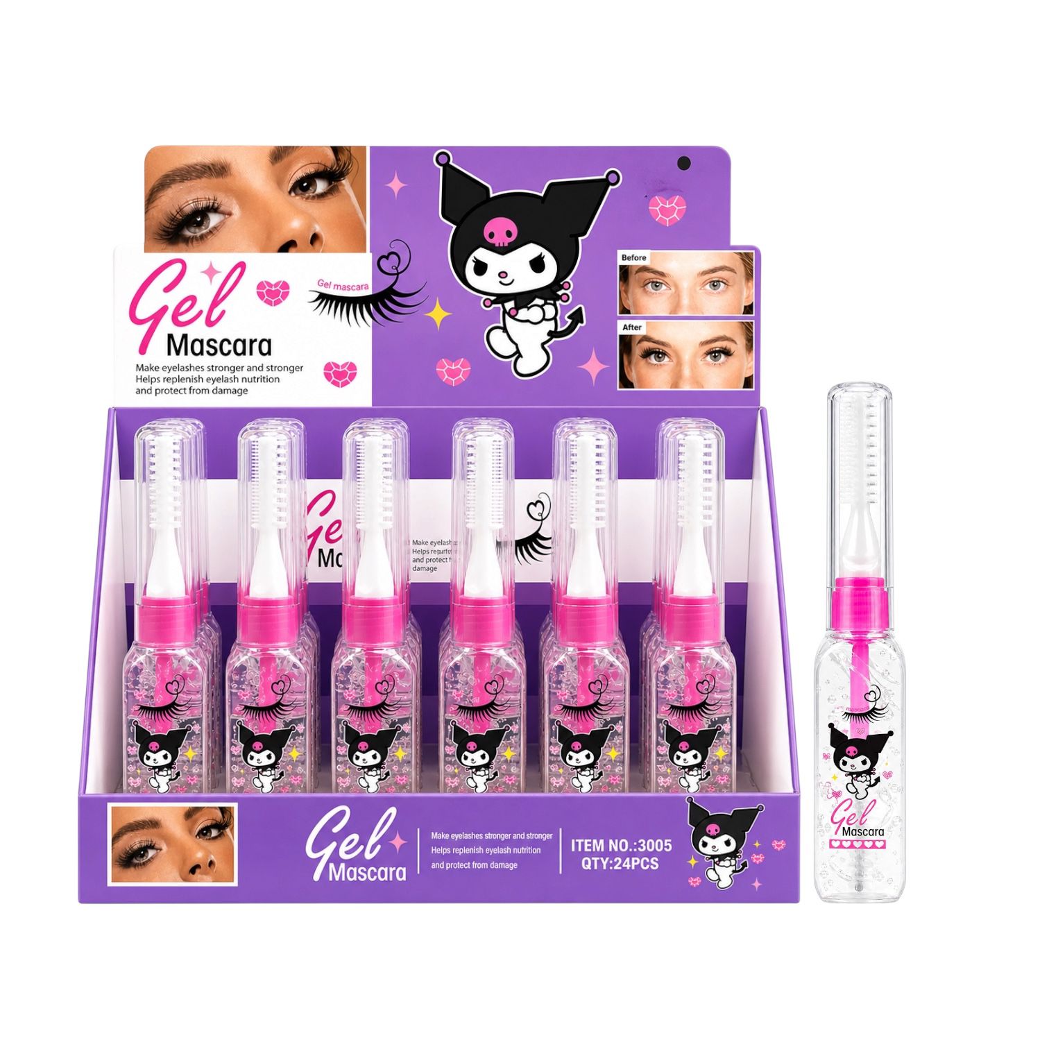 PESTAÑINA TRANSPARENTE CON CEPILLO KUROMI GEL MASCARA