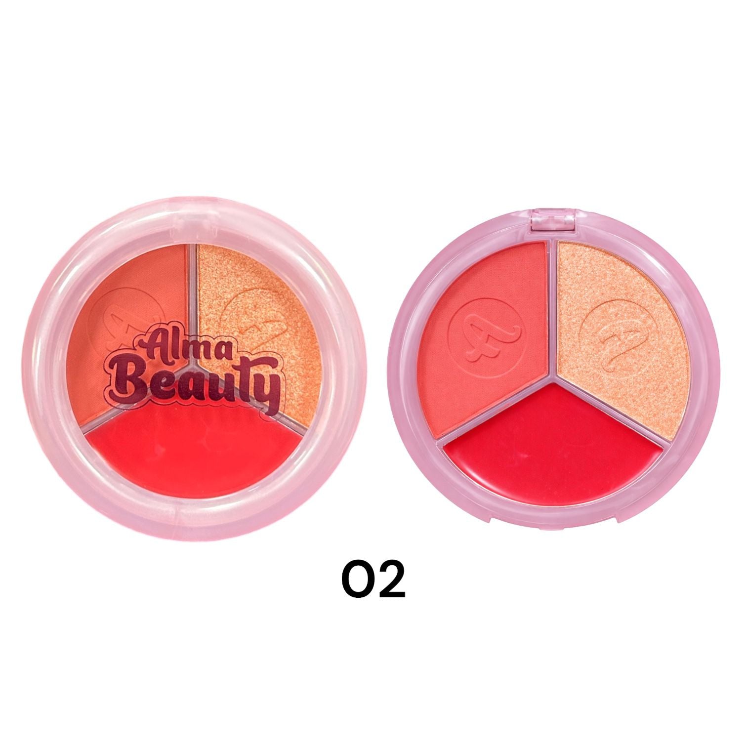 TRIO DE RUBORES+ILUMINADOR PINK PETAL ALMA BEAUTY