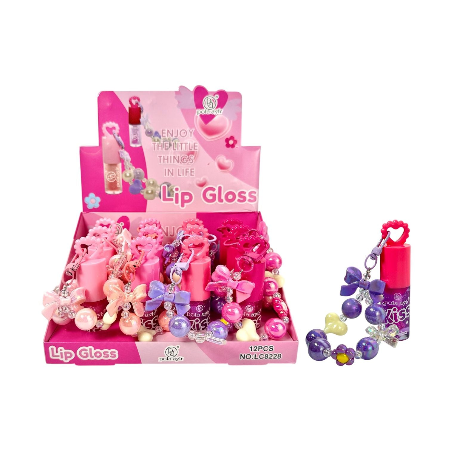 BRILLO MAGICO KISS TAPA CORAZON LLAVERO PULSERA POLA AYLR